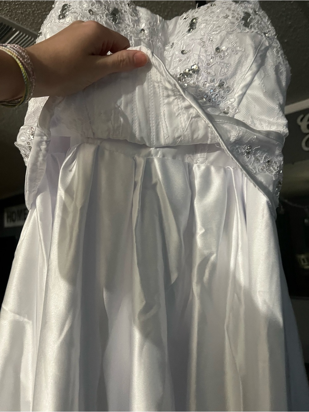 White Beaded Strapless Wedding/ Formal Gown - Picture 7 of 10